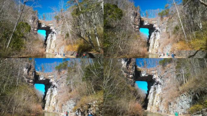 天然桥-洛克布里奇县弗吉尼亚州立公园步道-摄像机向桥移动