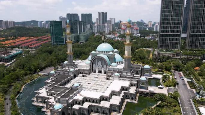 吉隆坡联邦直辖区清真寺或清真寺的鸟瞰图