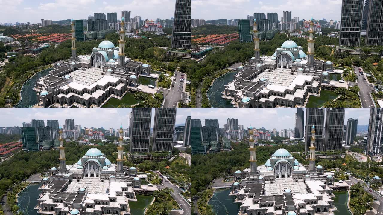 吉隆坡联邦直辖区清真寺或清真寺的鸟瞰图