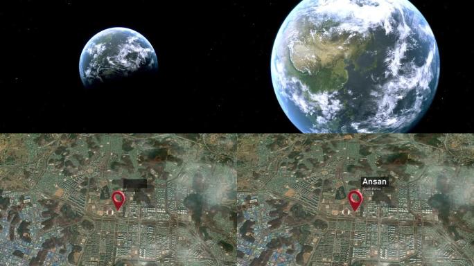 从太空到地球，韩国安山市