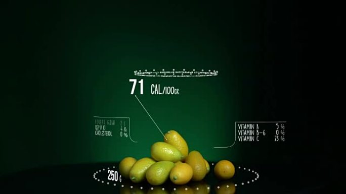 金橘与维生素、微量元素矿物质的信息图。能量、卡路里和成分