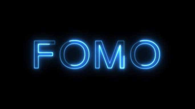 4k发光蓝色霓虹灯文本FOMO