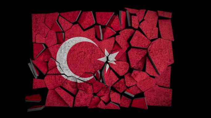 地震在3D渲染中震撼土耳其国旗