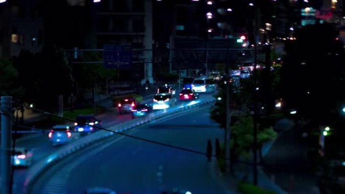 东京山手大道上的微型交通拥堵的夜晚时光倒流