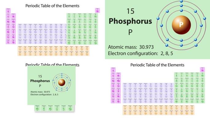 元素周期表的磷 (P) 符号化学元素