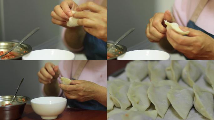 妈妈包饺子奶奶包饺子过年胡萝卜肉馅包饺子