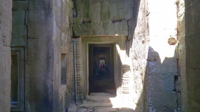 神秘的古代遗迹Preah Khan寺-柬埔寨著名的地标，吴哥窟的寺庙建筑群。柬埔寨暹粒。