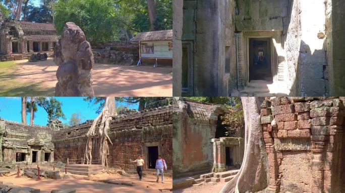 神秘的古代遗迹Preah Khan寺-柬埔寨著名的地标，吴哥窟的寺庙建筑群。柬埔寨暹粒。