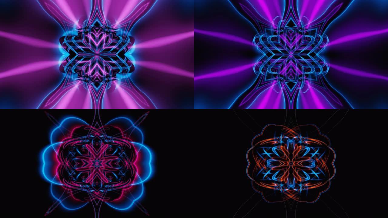 抽象大脑七彩霓虹灯能量波吹vj循环动画背景