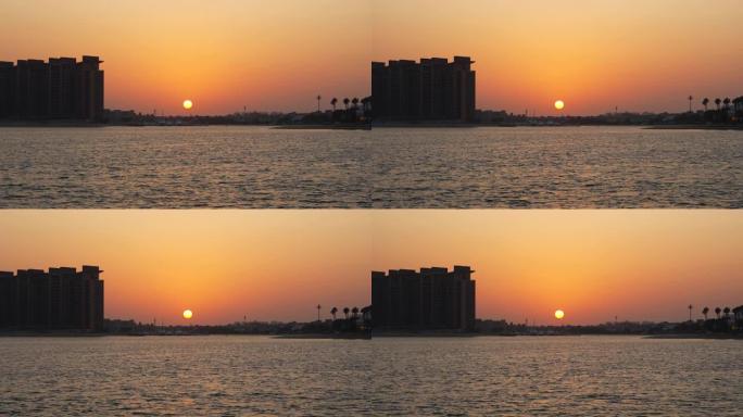 迪拜棕榈岛的日落