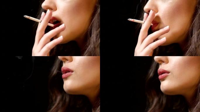 压力大的女人靠抽烟放松，手紧张地抖动，问题多多