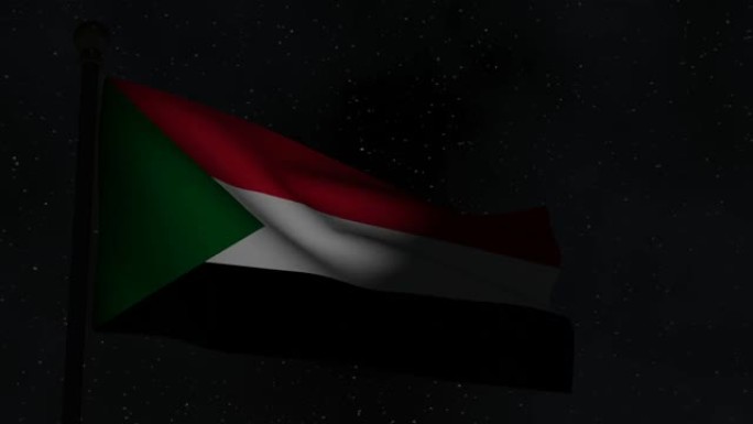 夜间动画无缝循环国旗-苏丹