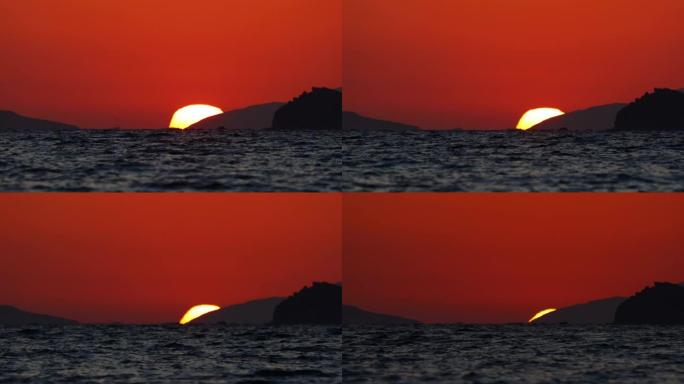 太阳正在沉入大海。可以加速图像流。
