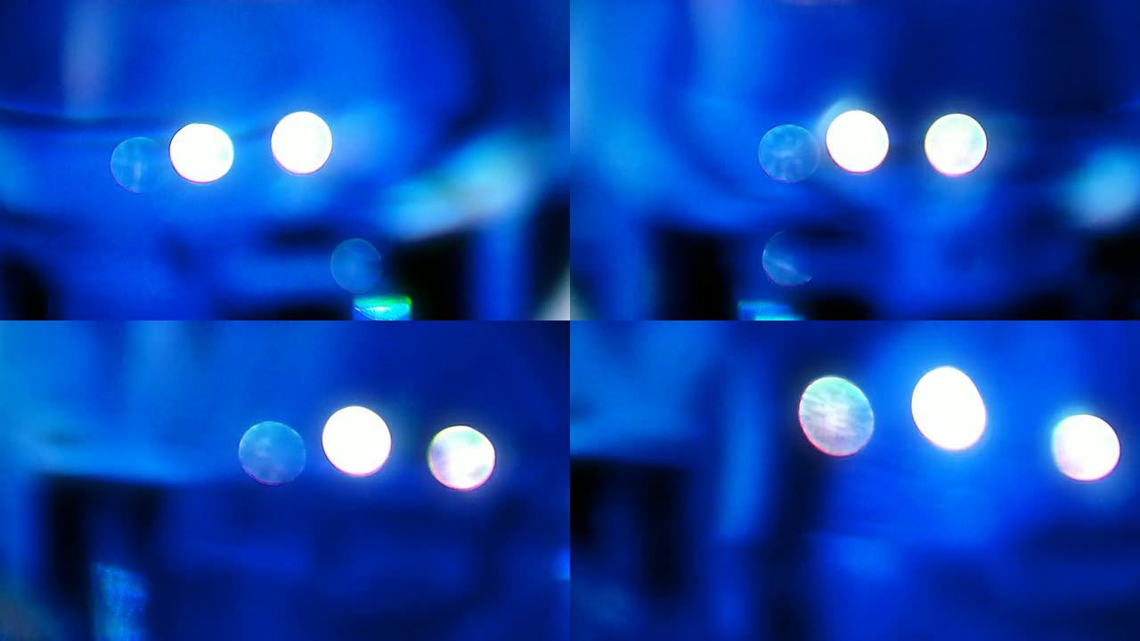 抽象照明效果 -- 梦幻蓝色的汽车灯