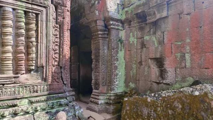 神秘的古代遗迹Preah Khan寺-柬埔寨著名的地标，吴哥窟的寺庙建筑群。柬埔寨暹粒。