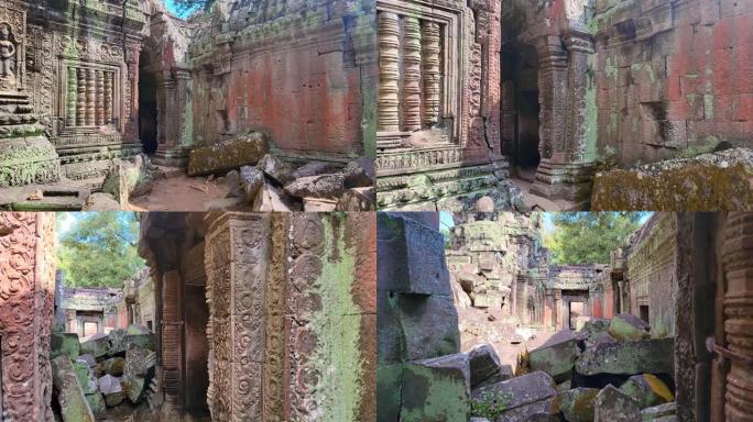 神秘的古代遗迹Preah Khan寺-柬埔寨著名的地标，吴哥窟的寺庙建筑群。柬埔寨暹粒。