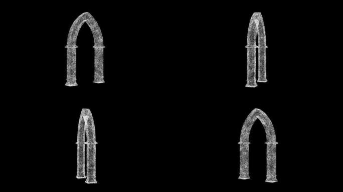 仿古哥特式拱门。3D渲染。