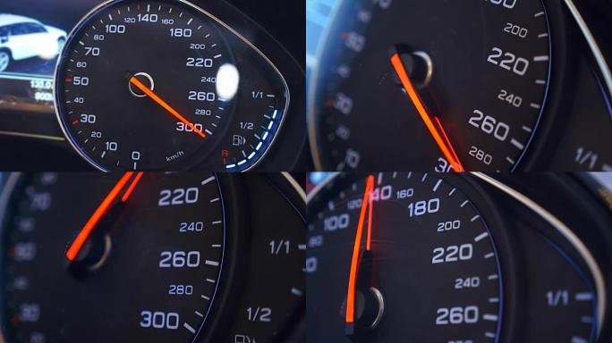 汽车速度计针接近最大值300千米/h