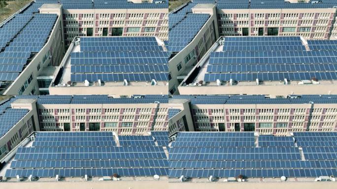 建筑物顶部的太阳能电池板
