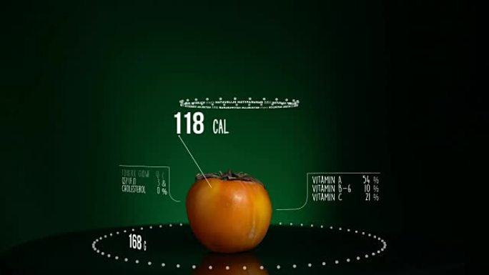 柿子与维生素、微量元素矿物质的信息图。能量、卡路里和成分