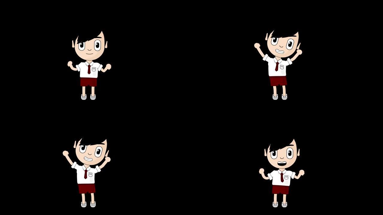 男孩动机动画角色说话头循环阿尔法