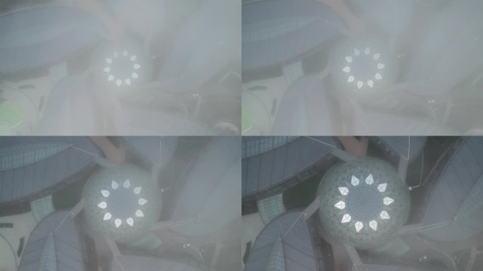 雾天航拍上海滴水湖洲际酒店4K