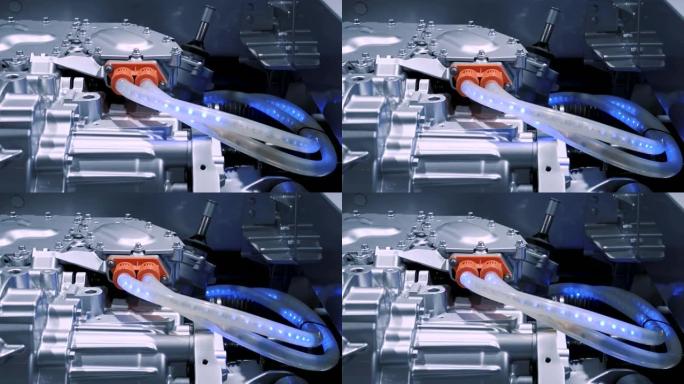 电动汽车的底盘具有动力总成和动力连接，电动系统的eco汽车概念。