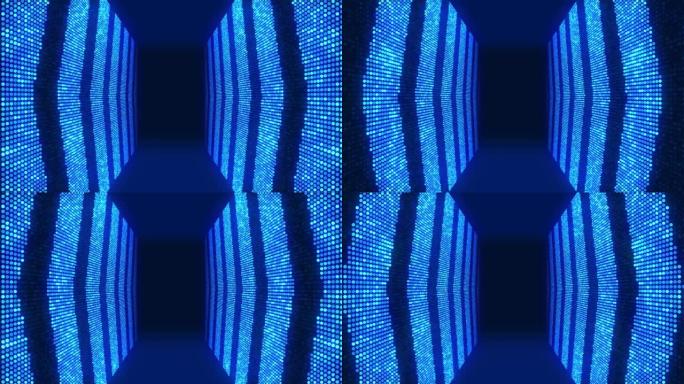 黑暗背景循环动画4K中的抽象霓虹箭头走廊