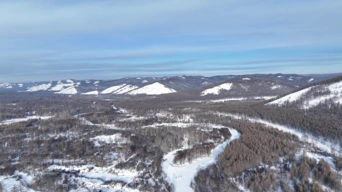 航拍4K大兴安岭林海雪原