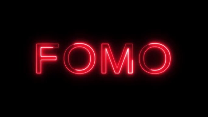 4k发光红色霓虹灯文本FOMO