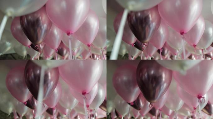 粉色和灰色闪光派对气球，情人节房间装饰，银色氦气球，新娘房间装饰，带充气氦气球的新娘刻字