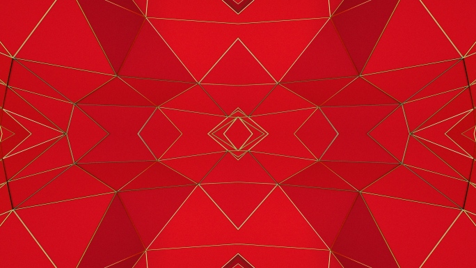 【4K时尚背景】新年红色3D金框空间暖场