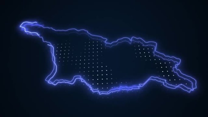 霓虹蓝乔治亚地图边界轮廓循环背景