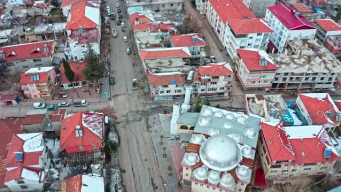 在2023土耳其地震期间从空中拍摄的城市和建筑图像。