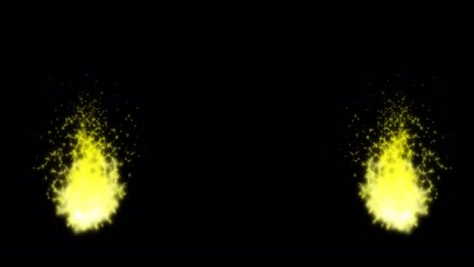 两个黄色火焰的动画 (透明背景) MOV与阿尔法通道左右两侧