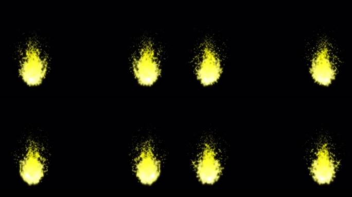 两个黄色火焰的动画 (透明背景) MOV与阿尔法通道左右两侧