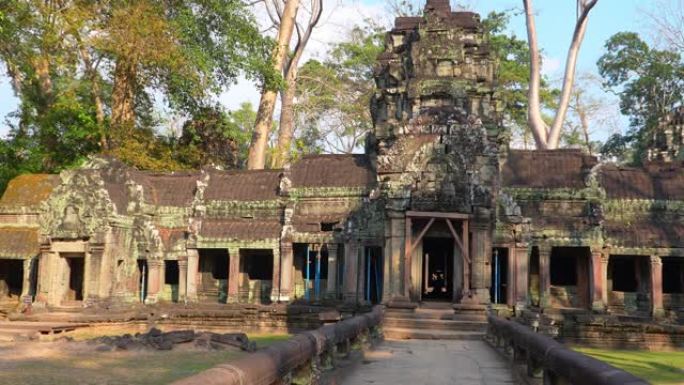 神秘的古代遗迹Preah Khan寺-柬埔寨著名的地标，吴哥窟的寺庙建筑群。柬埔寨暹粒。