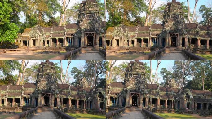 神秘的古代遗迹Preah Khan寺-柬埔寨著名的地标，吴哥窟的寺庙建筑群。柬埔寨暹粒。