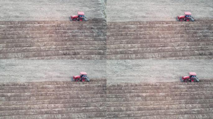 拖拉机耕地航拍农业服务农机收割农田