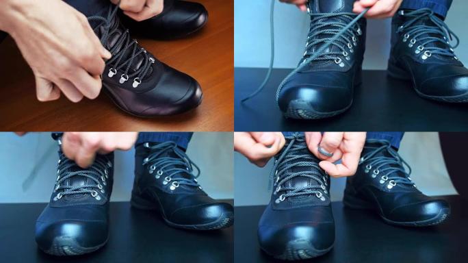 男人系鞋带