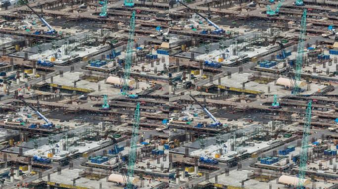 大都市重型建筑机械施工现场的时间流逝