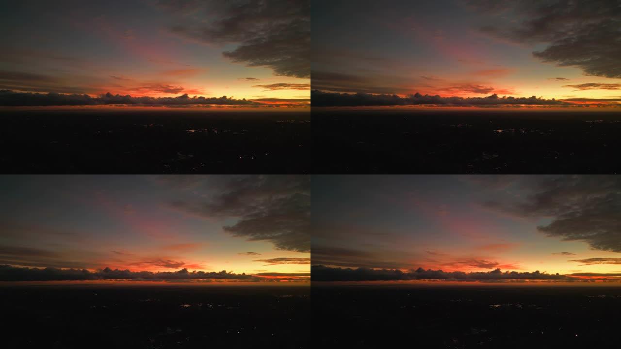 夕阳斜射的令人着迷的镜头给天空带来了温暖的橙色。