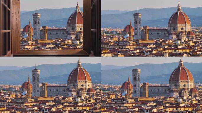 布鲁内莱斯基穹顶上的佛罗伦萨窗户打开