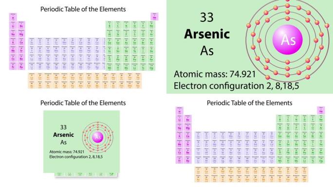 元素周期表的砷 (As) 符号化学元素