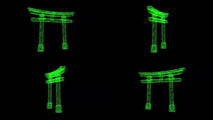 日本京都伏见稻荷大社正门。3D渲染