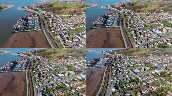 威尔士康威县自治市镇degan wy镇的航拍画面位于creudddyn半岛，与Llandudno R