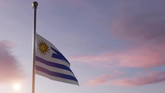 阳光下的动画国旗-乌拉圭