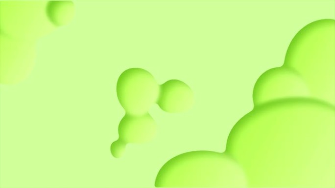 蓝色背景上的动画3d深度浅绿色果冻气泡