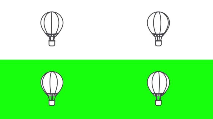 黑白热气球卡通无缝旋转-包括绿屏-4k股票视频