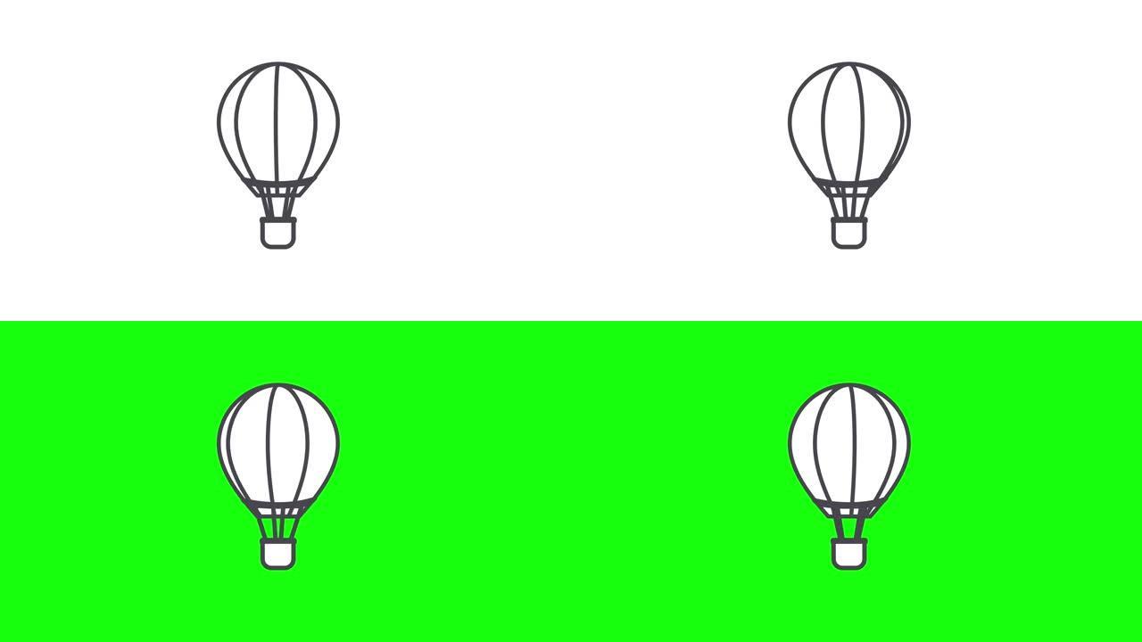 黑白热气球卡通无缝旋转-包括绿屏-4k股票视频